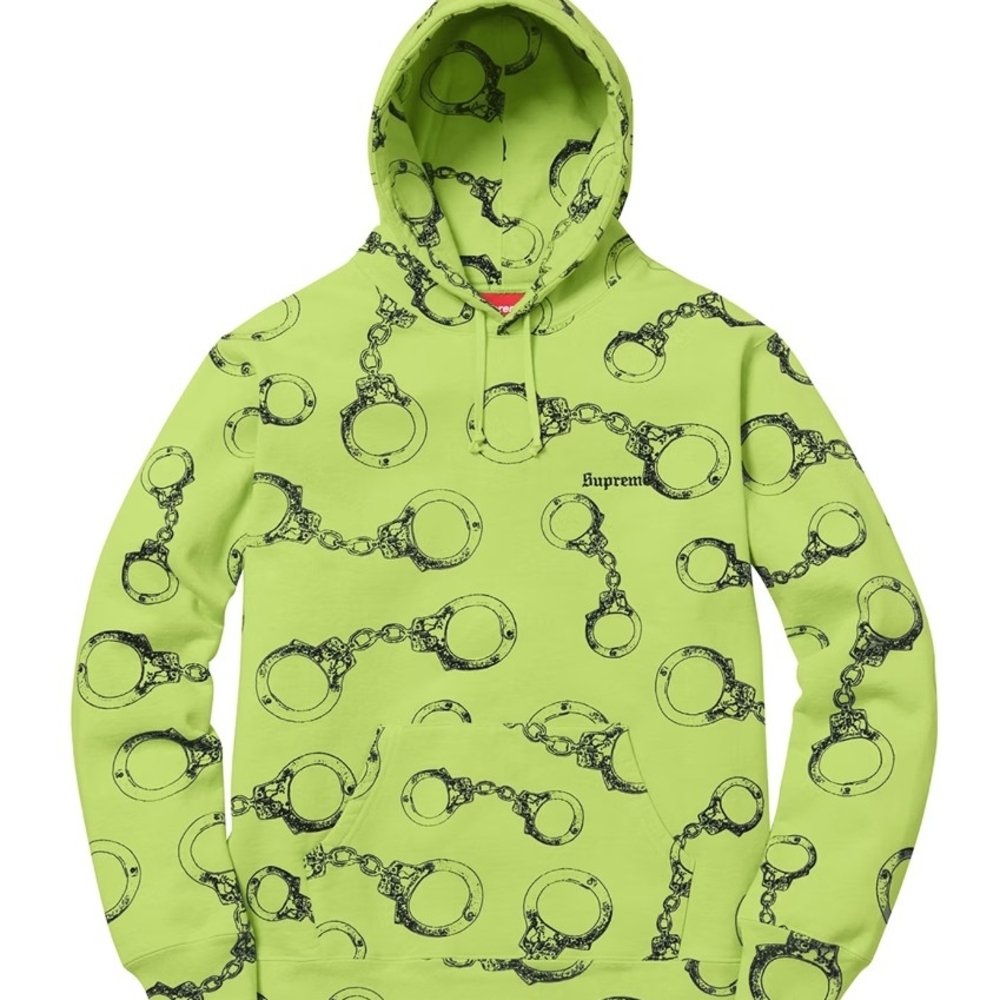 Supreme F/W 17 Handcuff Hooded Sweatshirt (Bright Green) Large